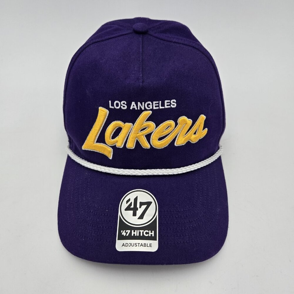 Los Angeles LAKERS NBA Basketball‎ Overhand Script Snapback Baseball Cap Hat '47